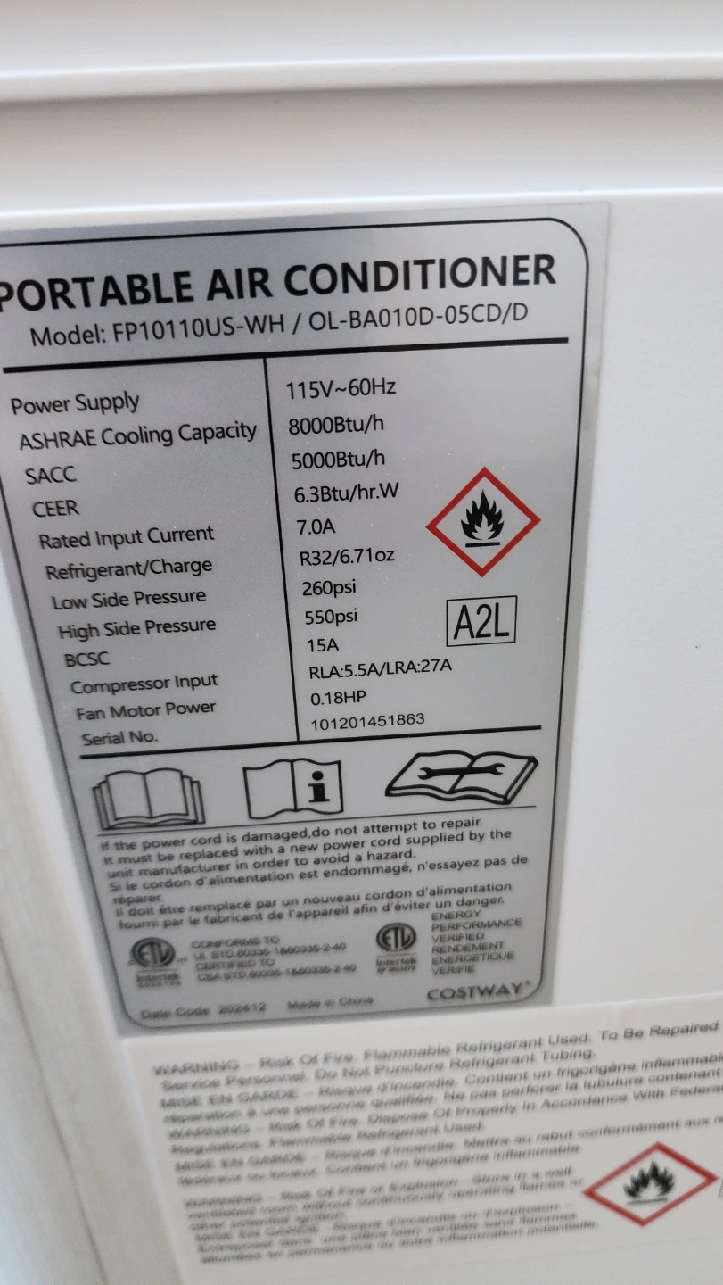 Costway Portable Air Conditioner FP10110US-WH - photo 2