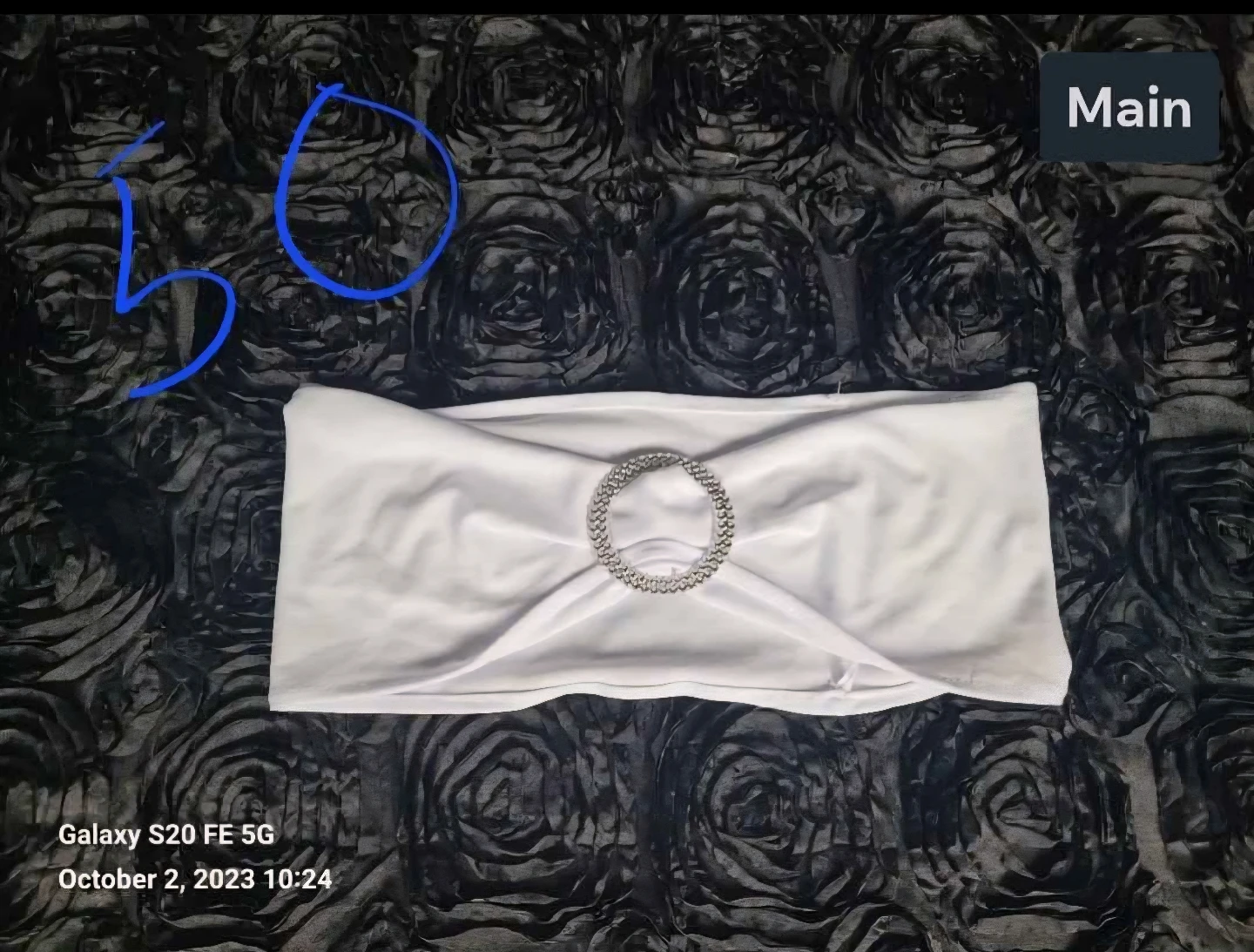 White chair sashes with Silver rhinestones