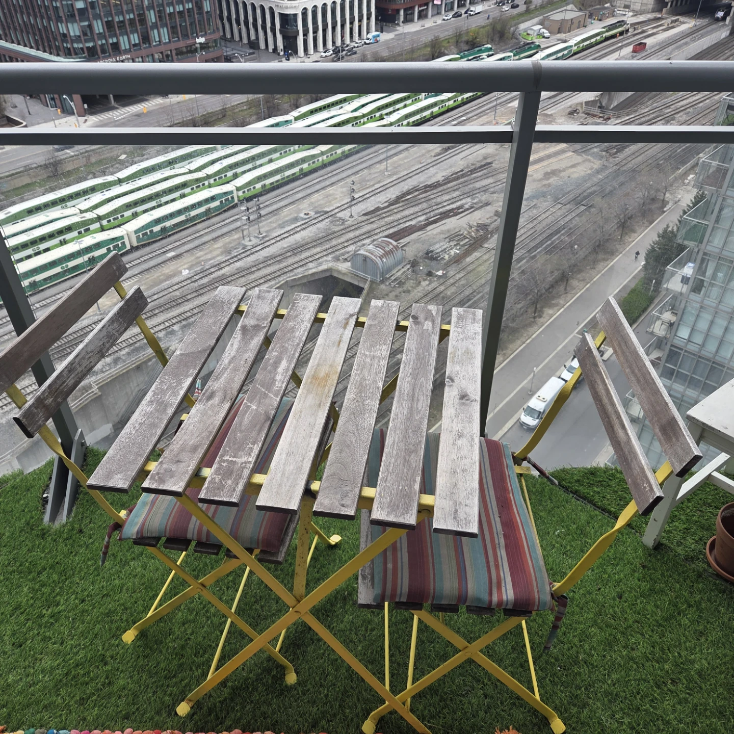 Folding Patio Bistro Set - Table and 2 Chairs
