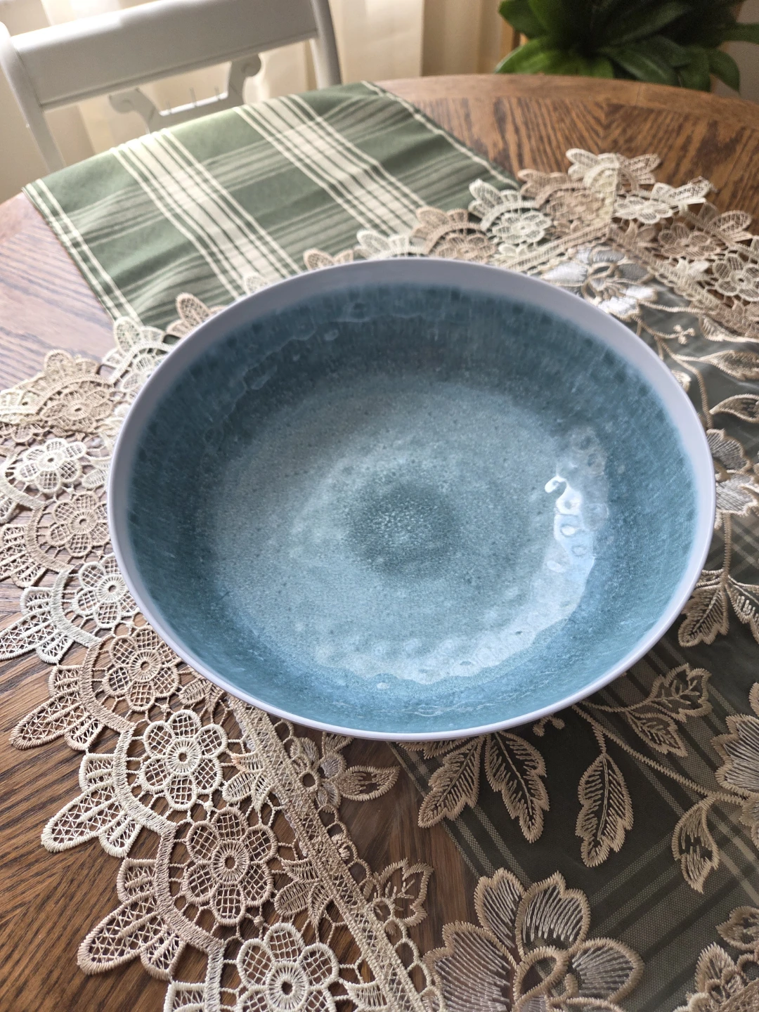 Teal Serving Bowl & Platter Set - photo 3
