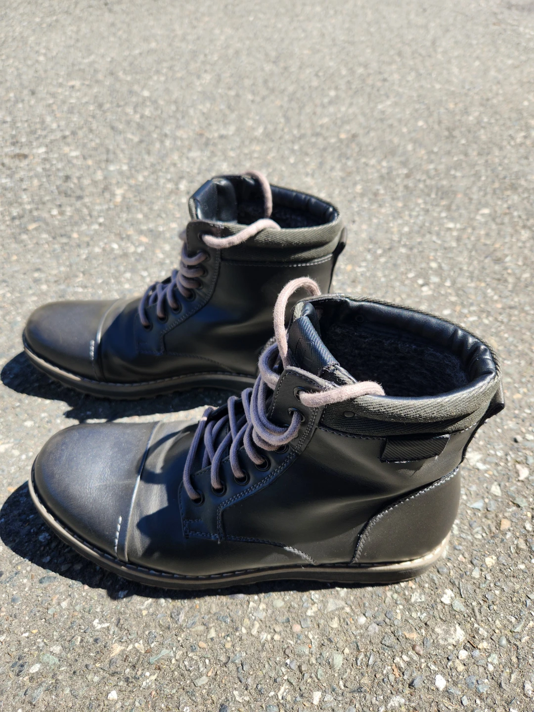 Men's Grey Faux Leather Lace-Up Boots - Size US 6 / EUR 38 - photo 3