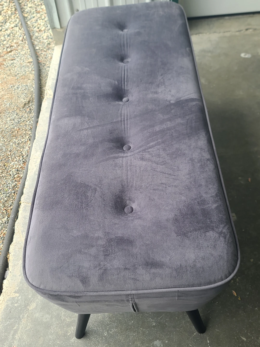 Grey Velvet Tufted  Bench - photo 2