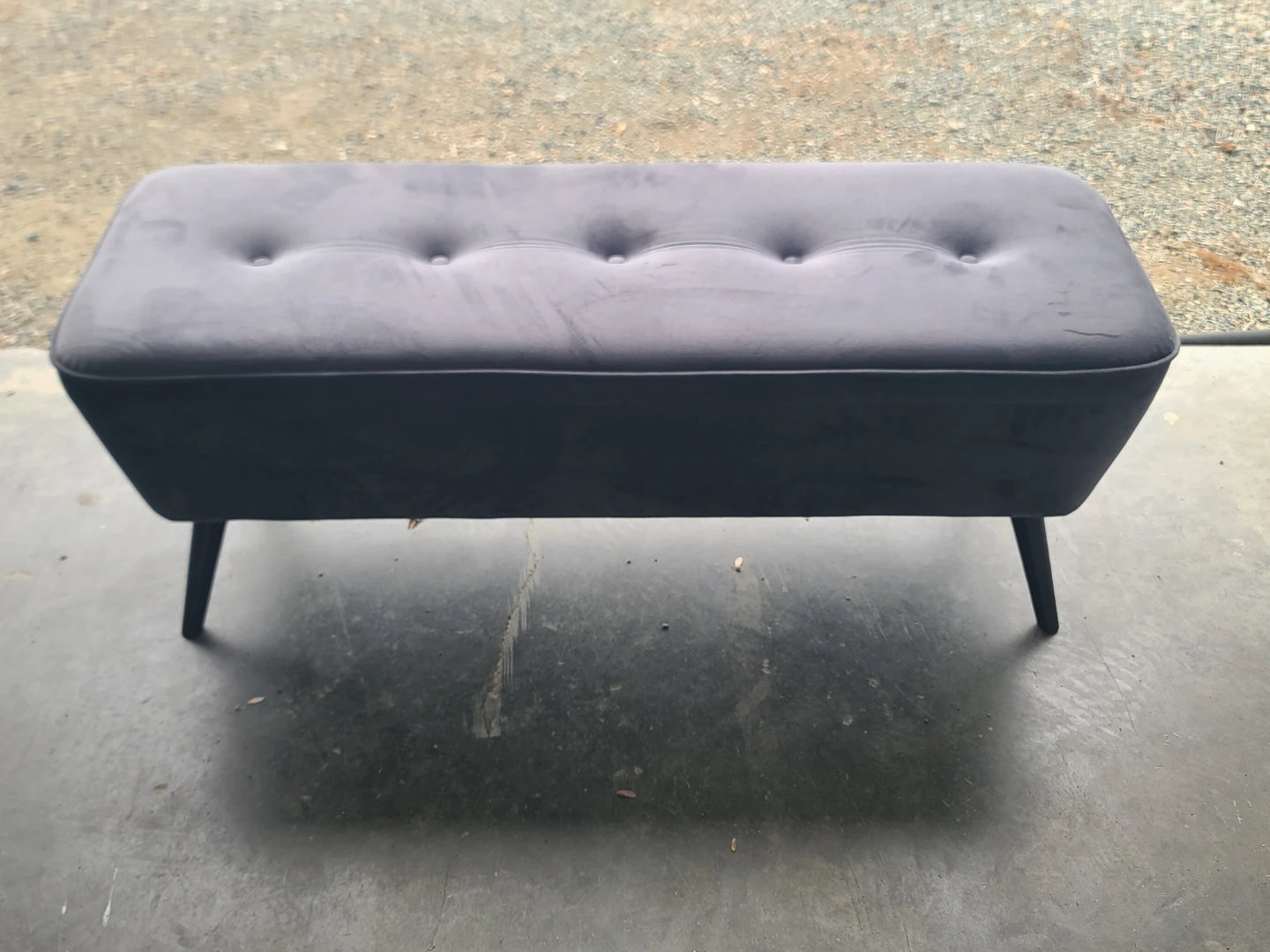 Grey Velvet Tufted  Bench - photo 3