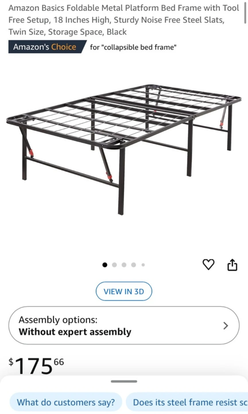 Foldable Metal Platform Bed Frame - Twin - photo 2