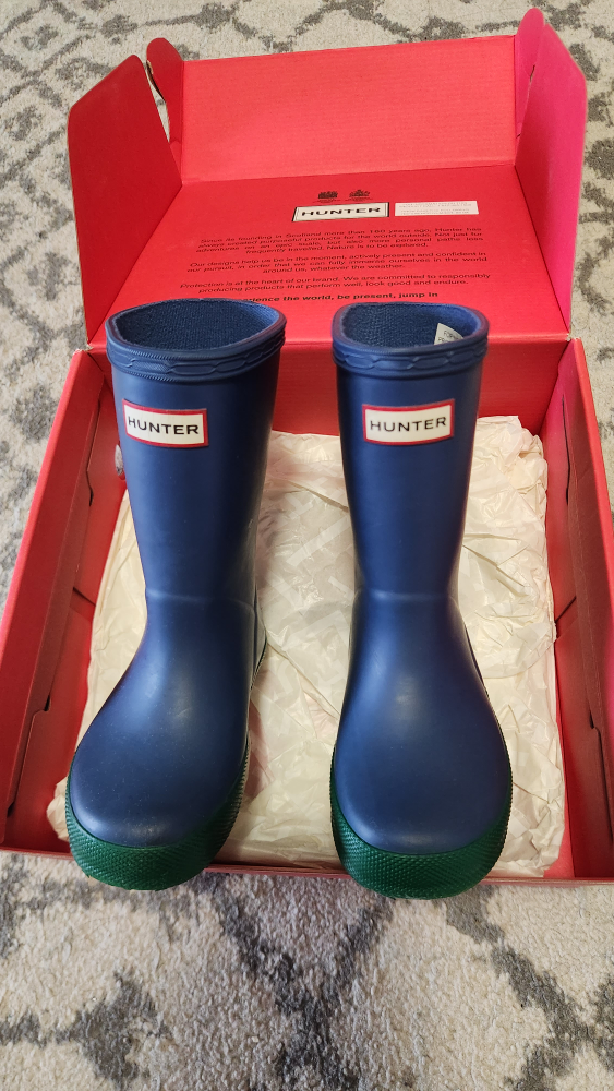 Hunter Kids First Classic Waterproof Boots - Blue/Green Size 9 M - photo 2