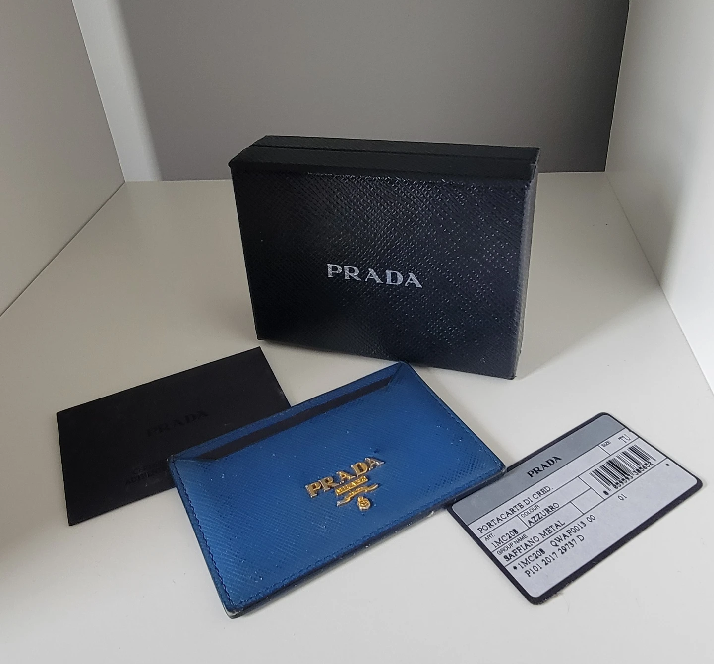 Prada Blue Saffiano Leather Card Holder