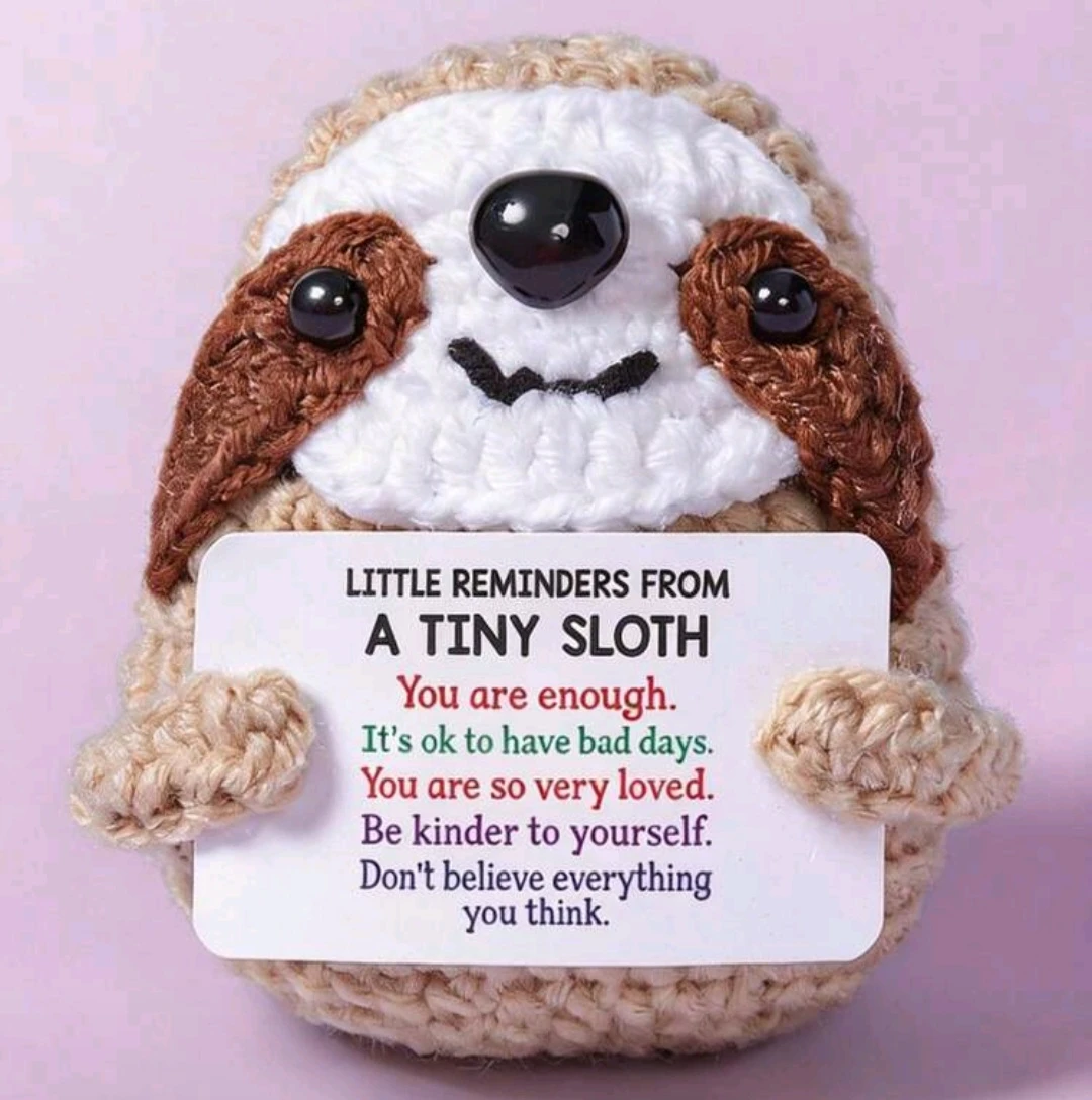 🦥 Crocheted Tiny Sloth with Positive Reminders