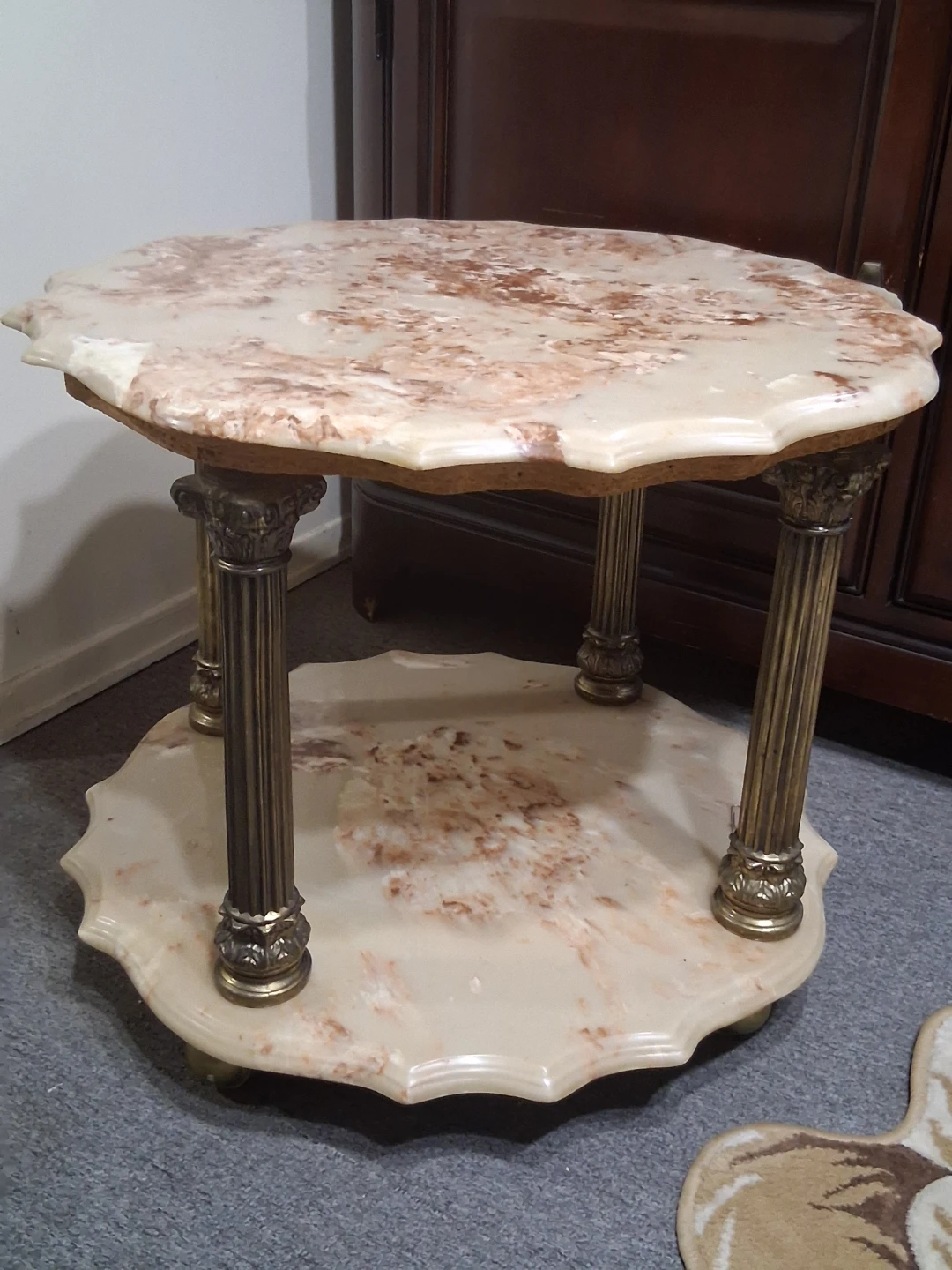 Marble Top Accent Table with Tiered Shelf