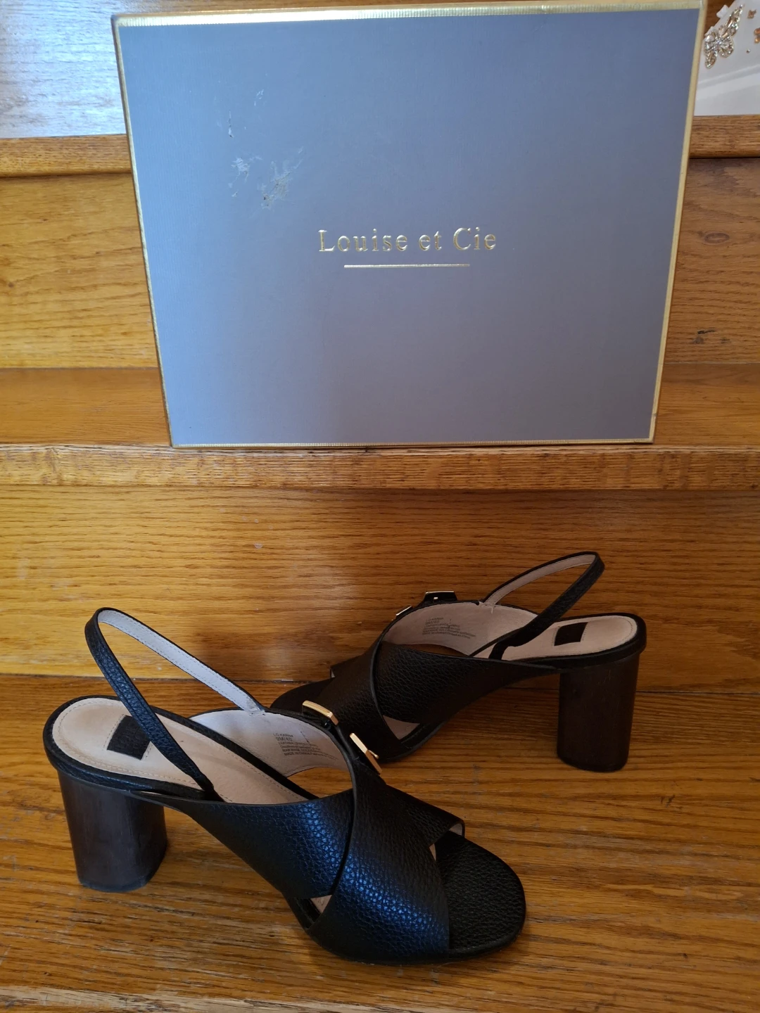 Louise et Cie Black Leather Slingback Block Heels - photo 3