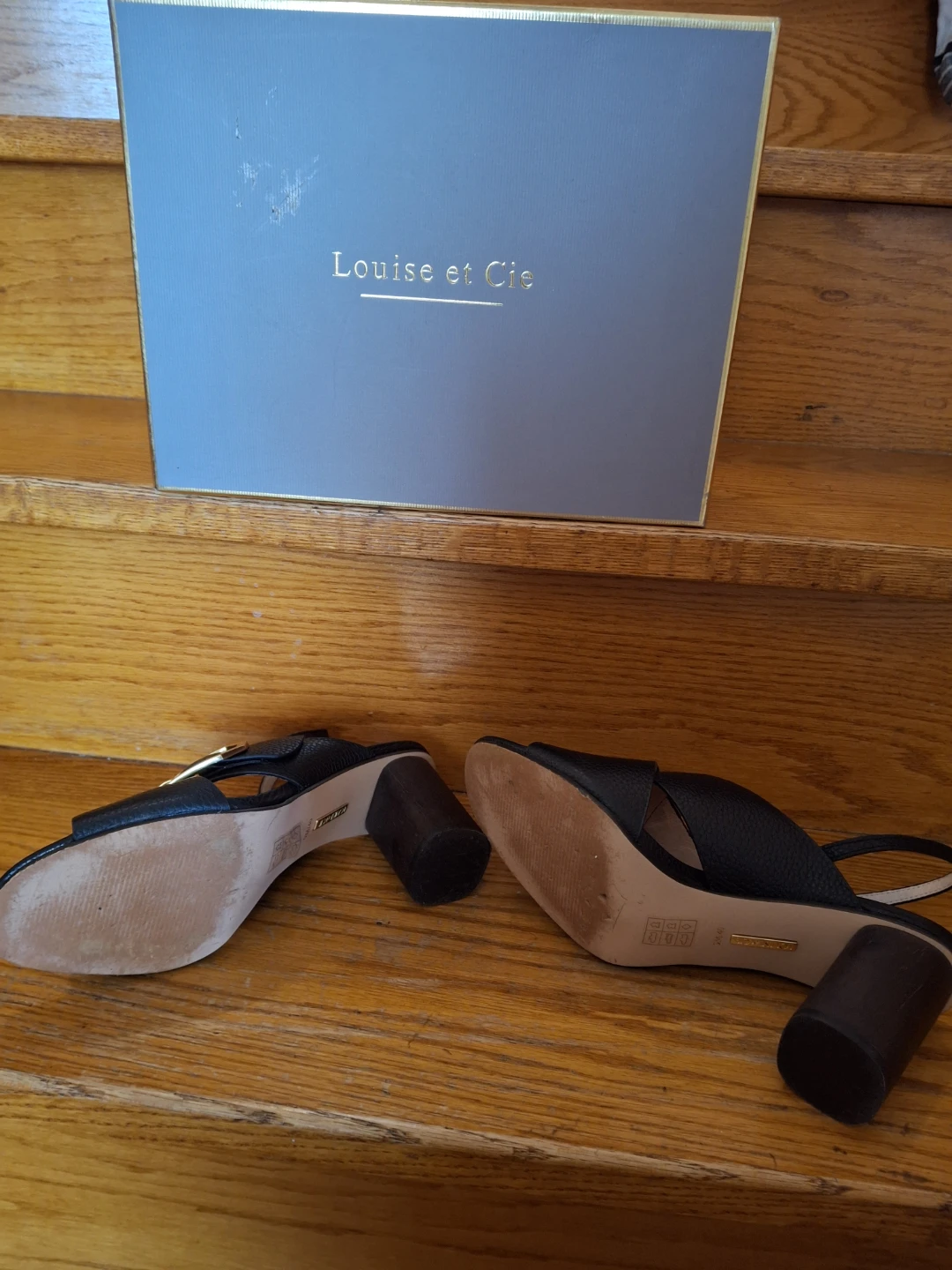 Louise et Cie Black Leather Slingback Block Heels - photo 5