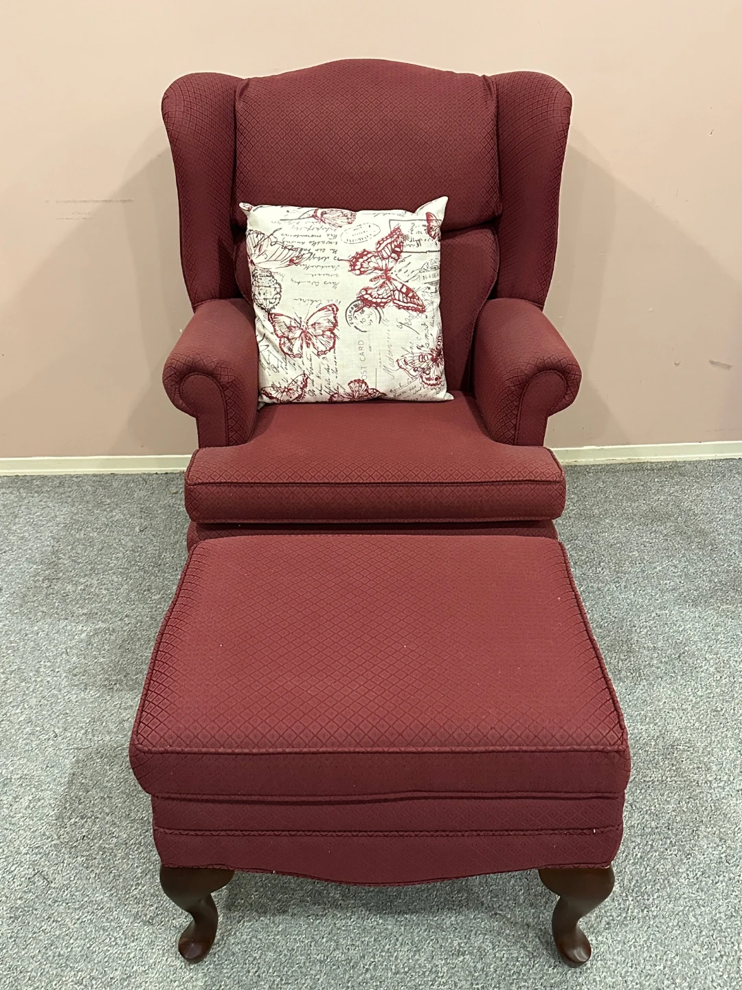Wingback Armchair and Ottoman Set