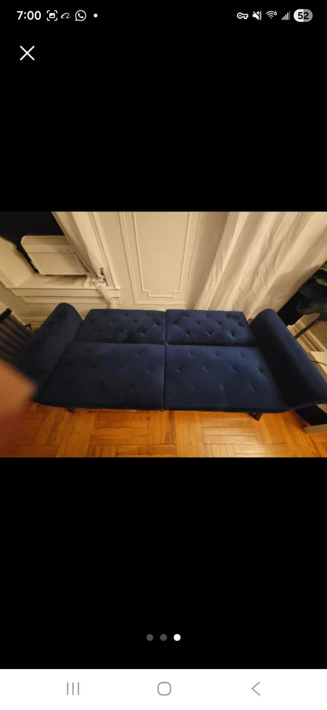 Blue Velvet Tufted Sofa Bed - photo 3