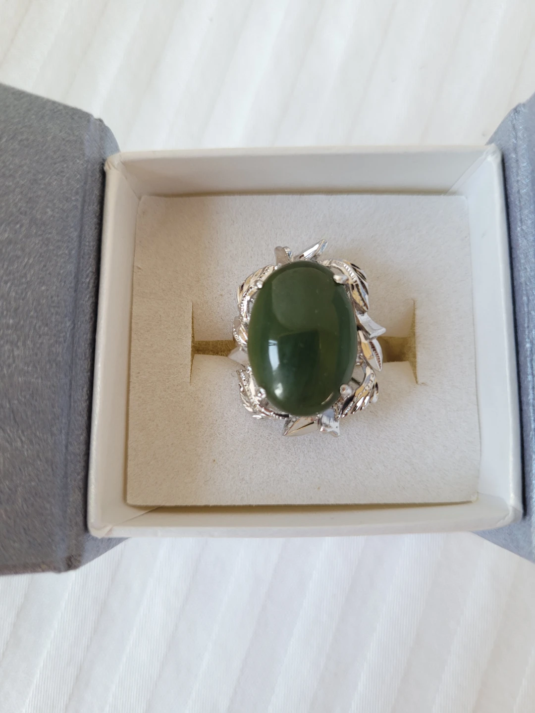 Silver-tone Ring with BC Jade