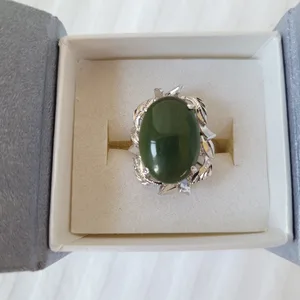 Silver-tone Ring with BC Jade