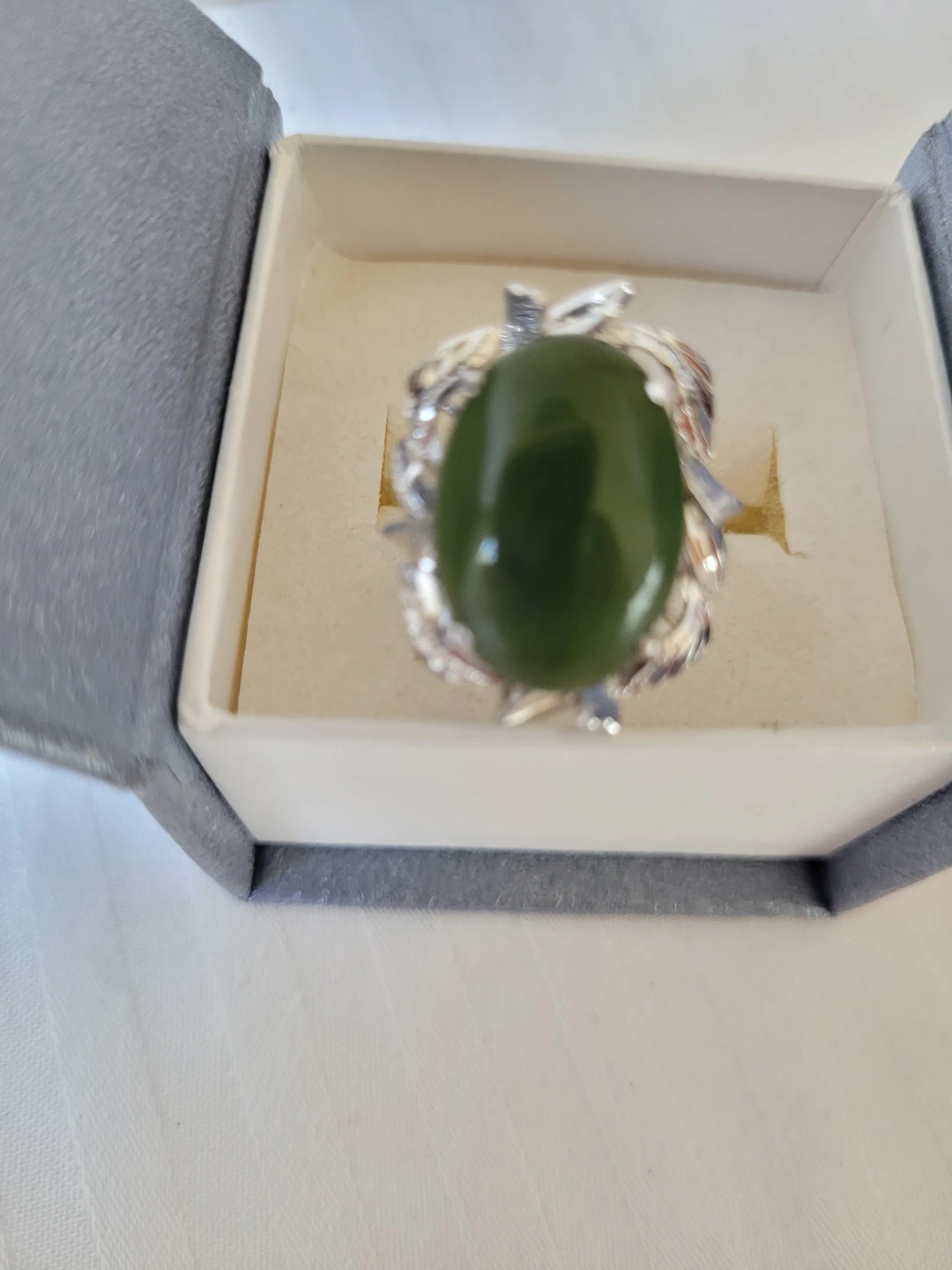 Silver-tone Ring with BC Jade - photo 3
