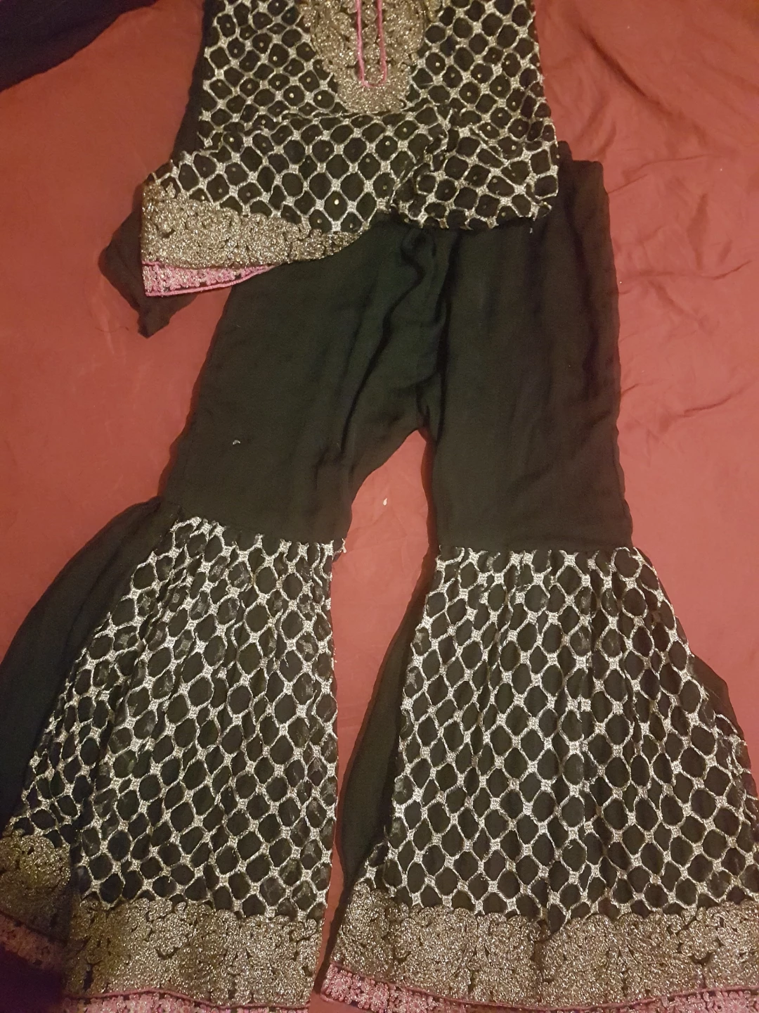 Pakistani Dress Set - Black & Gold - photo 2