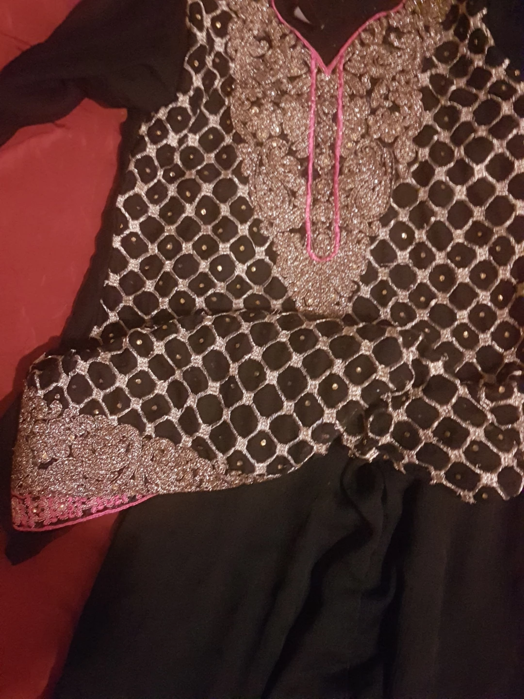 Pakistani Dress Set - Black & Gold - photo 3