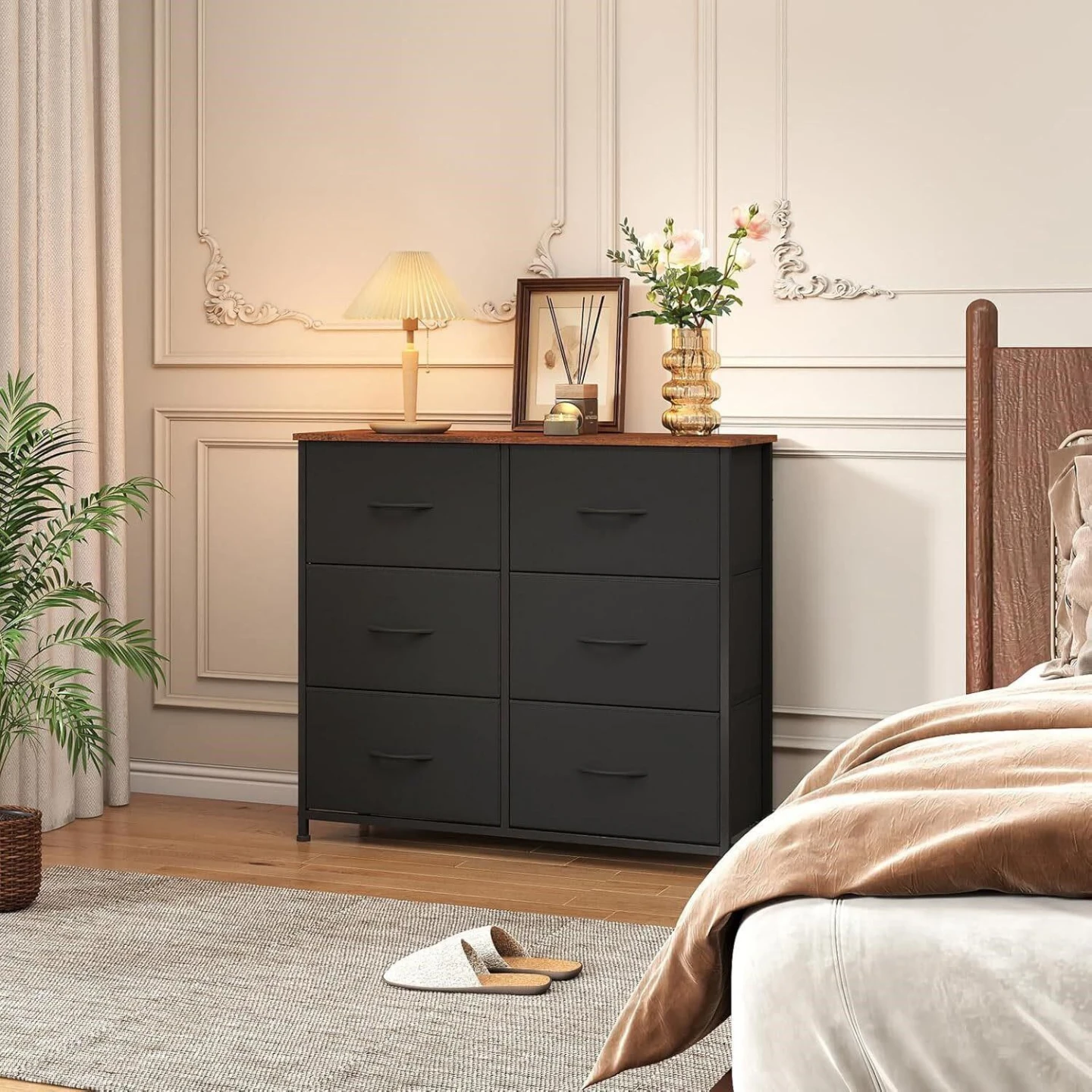 Black 6-Drawer Fabric Dresser - photo 4