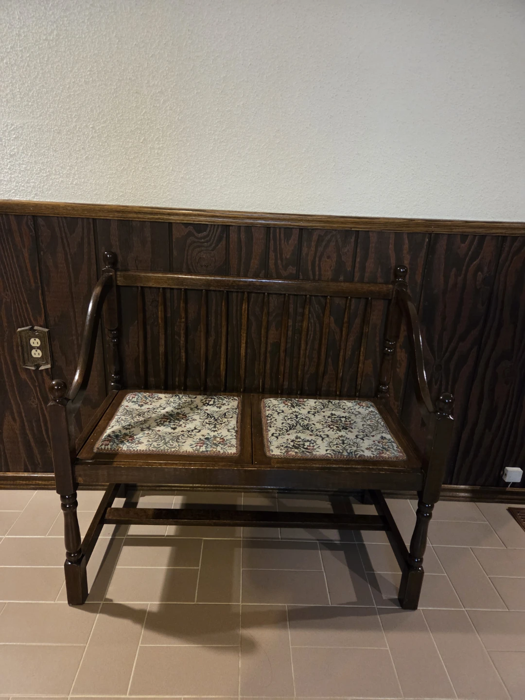 Wooden Bench with Floral Seat Cushions - photo 2