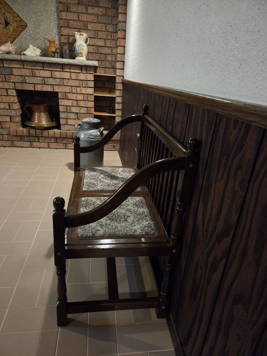 Wooden Bench with Floral Seat Cushions - photo 3