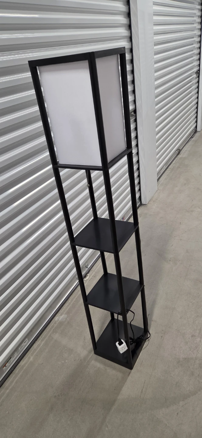 Black Floor Lamp with Shelves