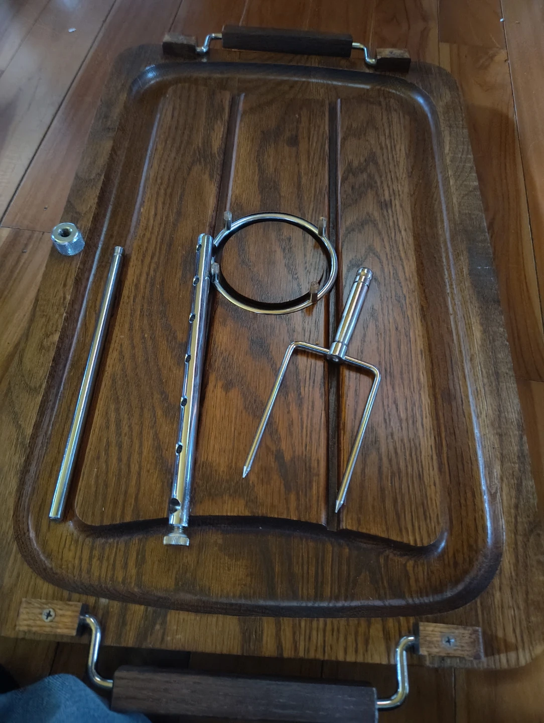 Vintage Roasting Carving Board with Metal Forks & Spikes - photo 2
