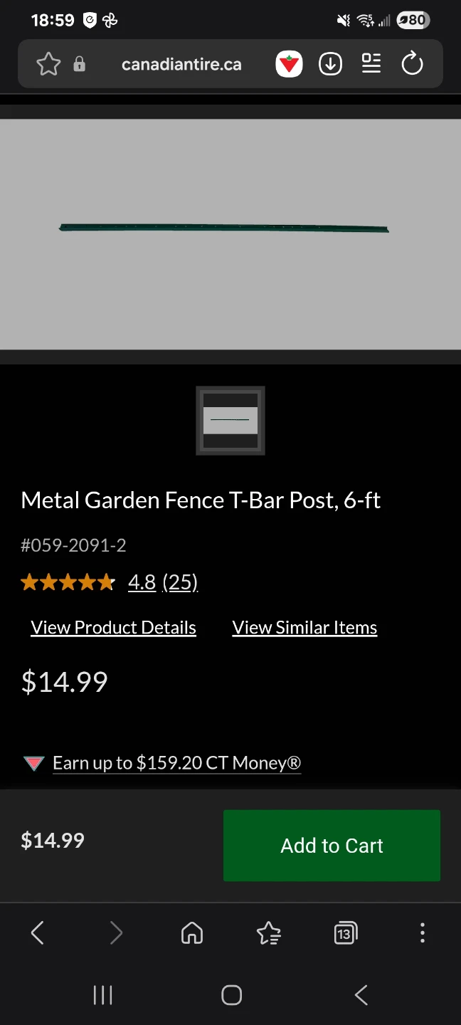 Metal Garden Fence T-Bar Post, 6-ft (x1) - photo 2