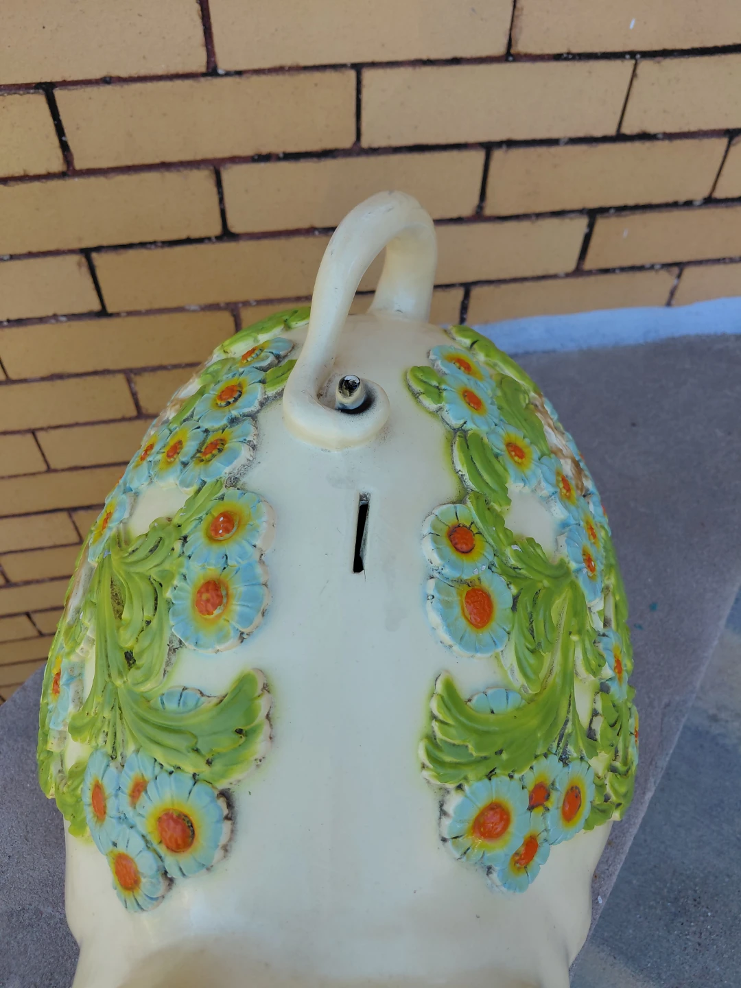 Vintage 1976  plastic  Piggy Bank with Floral Design - photo 4