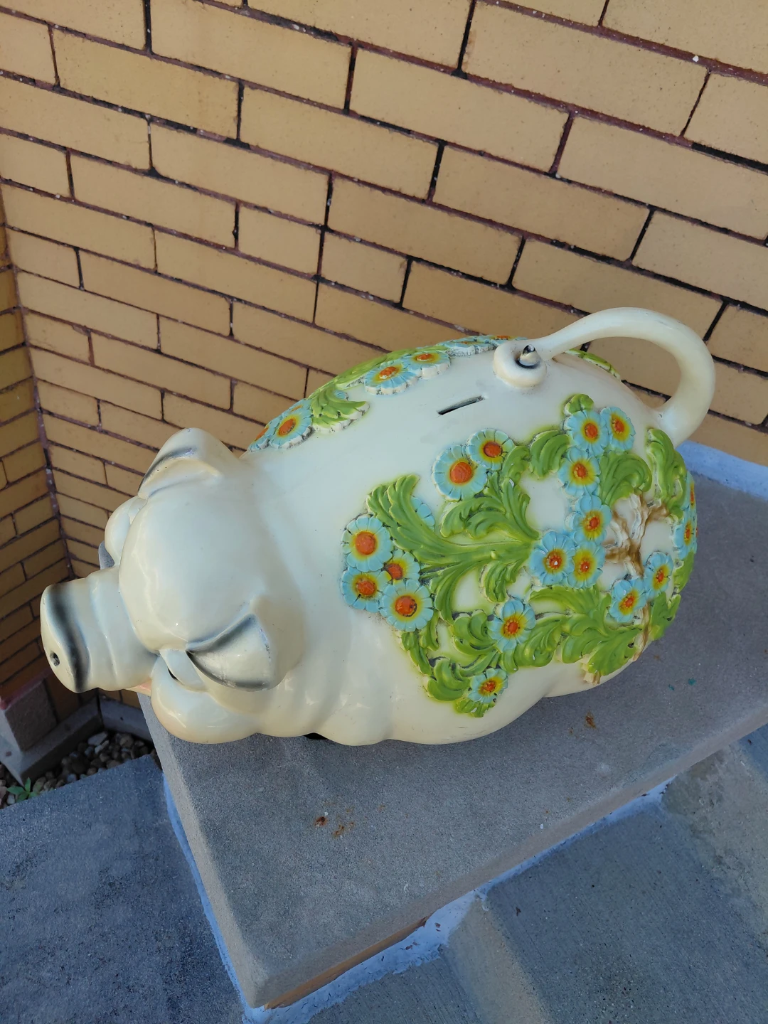 Vintage 1976  plastic  Piggy Bank with Floral Design - photo 5
