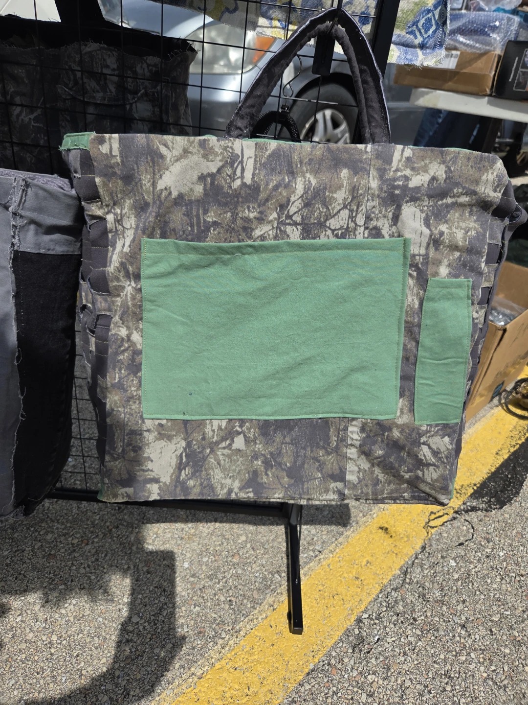 Camouflage Tote Bag with Green Pockets