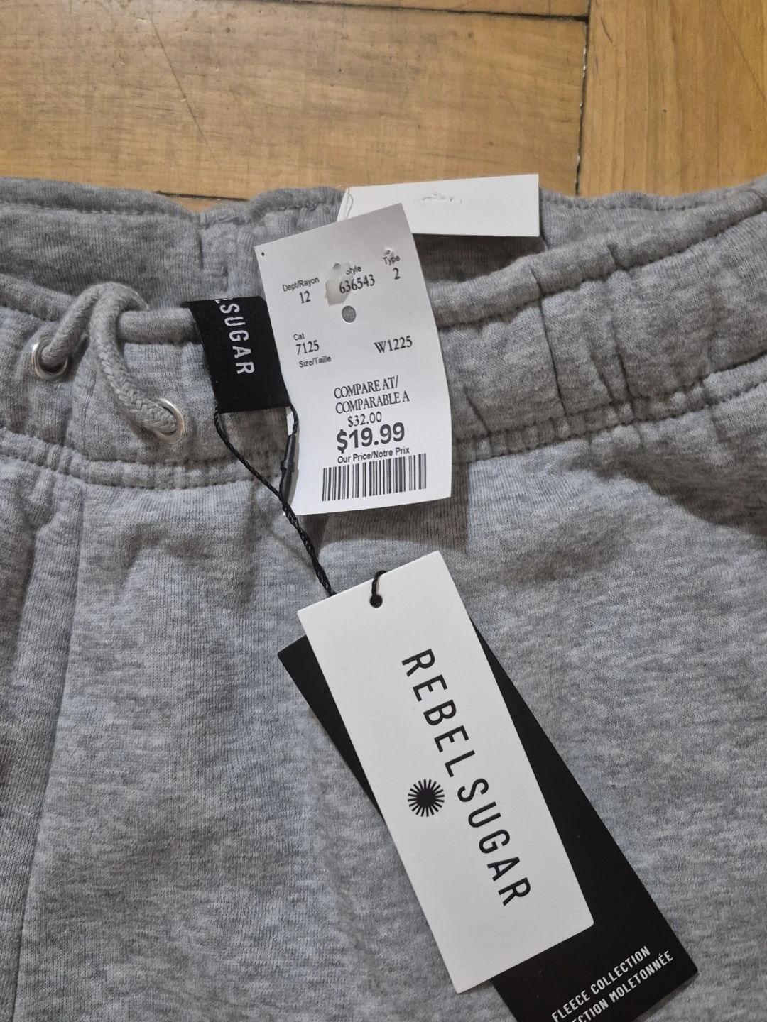 BNWT)Rebel Sugar M/M Grey Fleece Jogger Pants