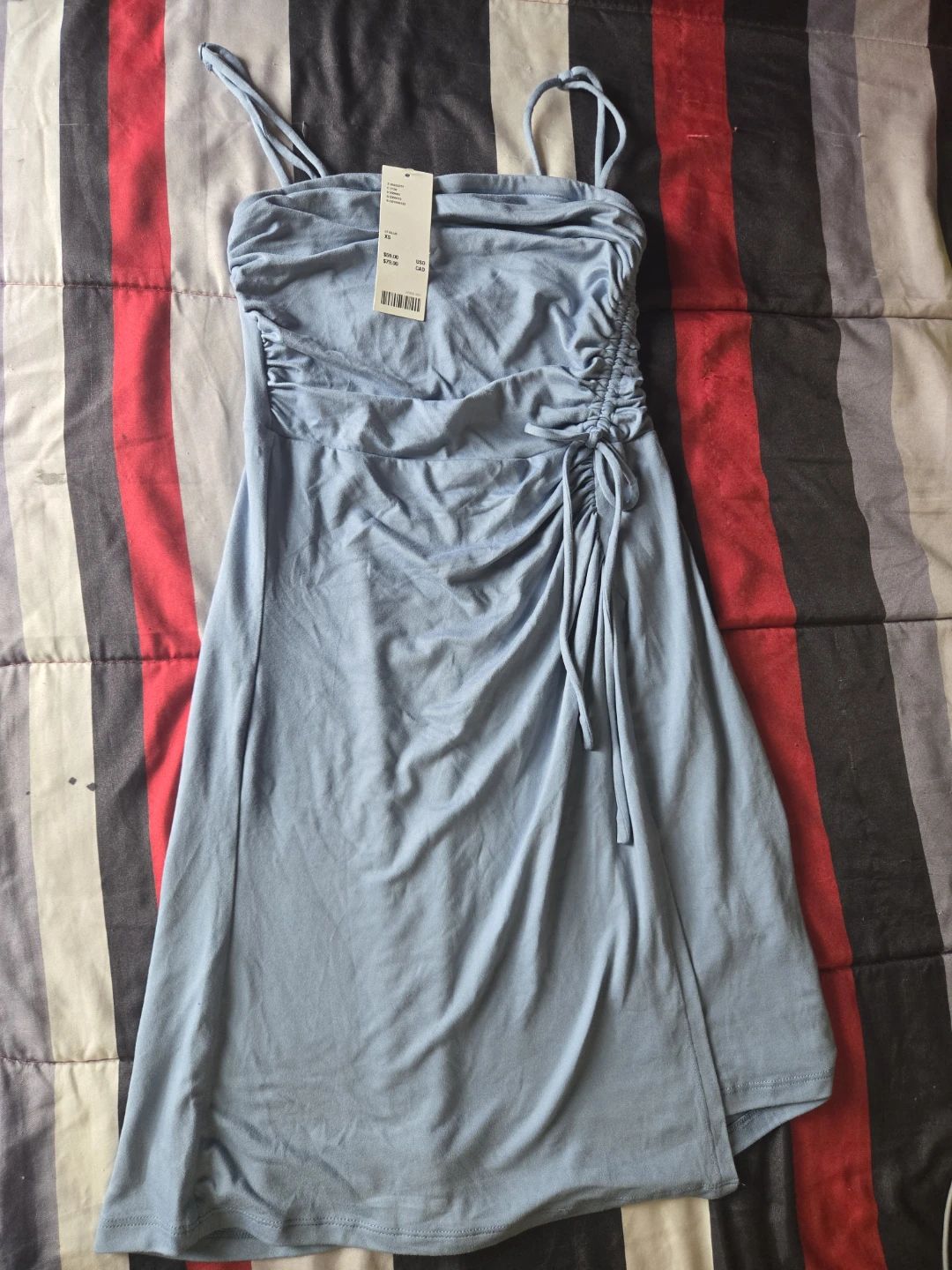 Blue Ruched Spaghetti Strap Dress - photo 3