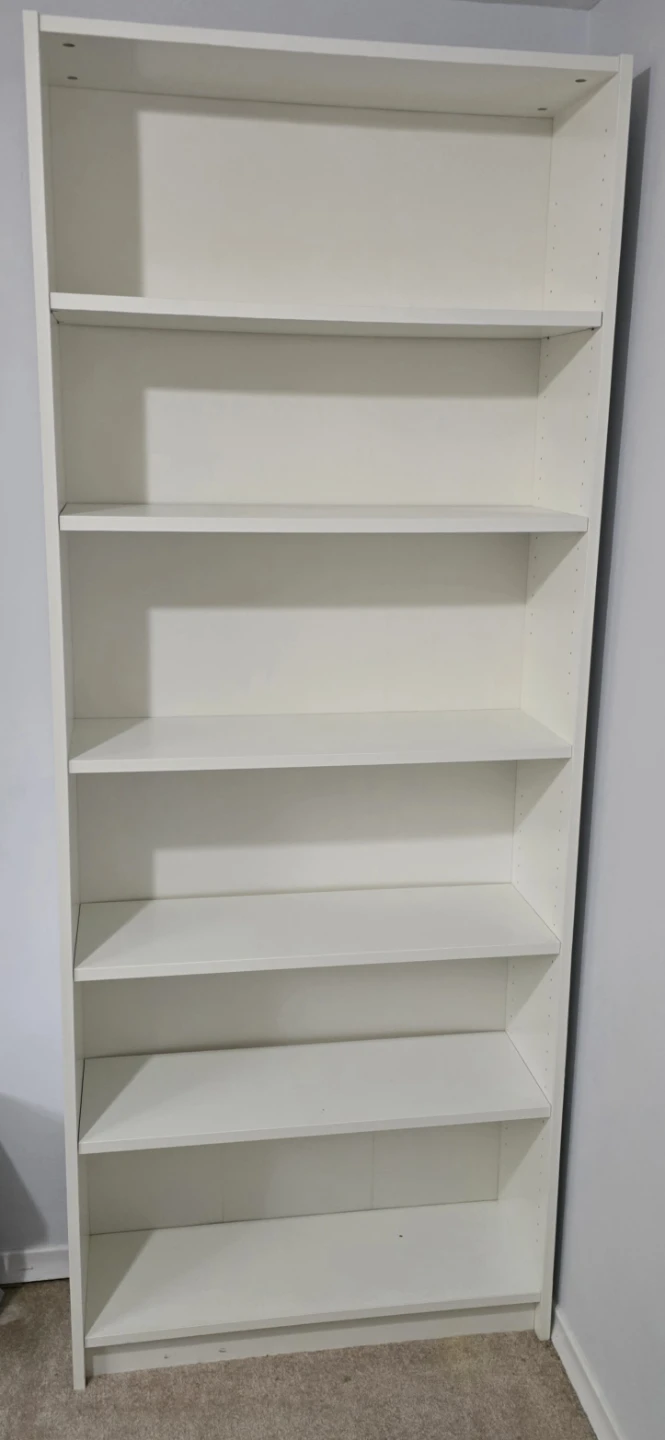 White 6-Shelf Bookshelf - photo 2