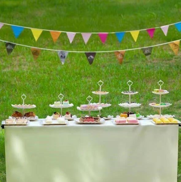 10 PCs 3-Tier Round & 2-Tier Square Cupcake Stands with Trays