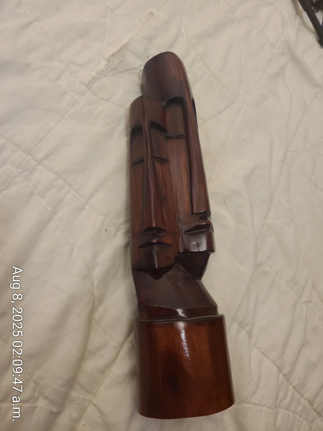 Wooden Carving Sculpture - Triple Face Design