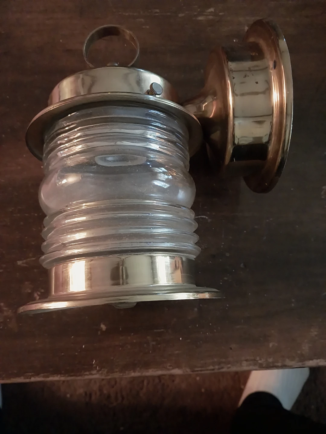Vintage Brass and Glass Lantern Wall Sconce - photo 2