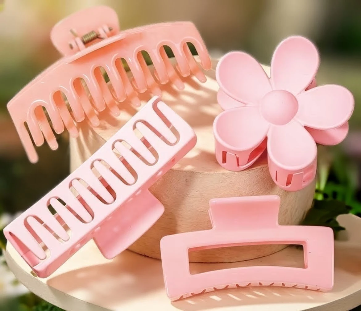 Set of 4 Pastel Pink Hair Clips