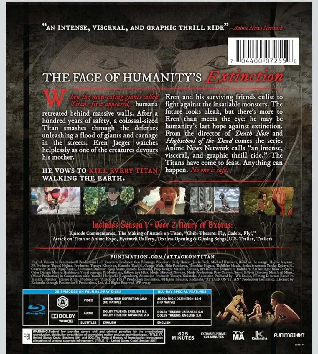 Attack on Titan: The Complete First Season Blu-ray - photo 2
