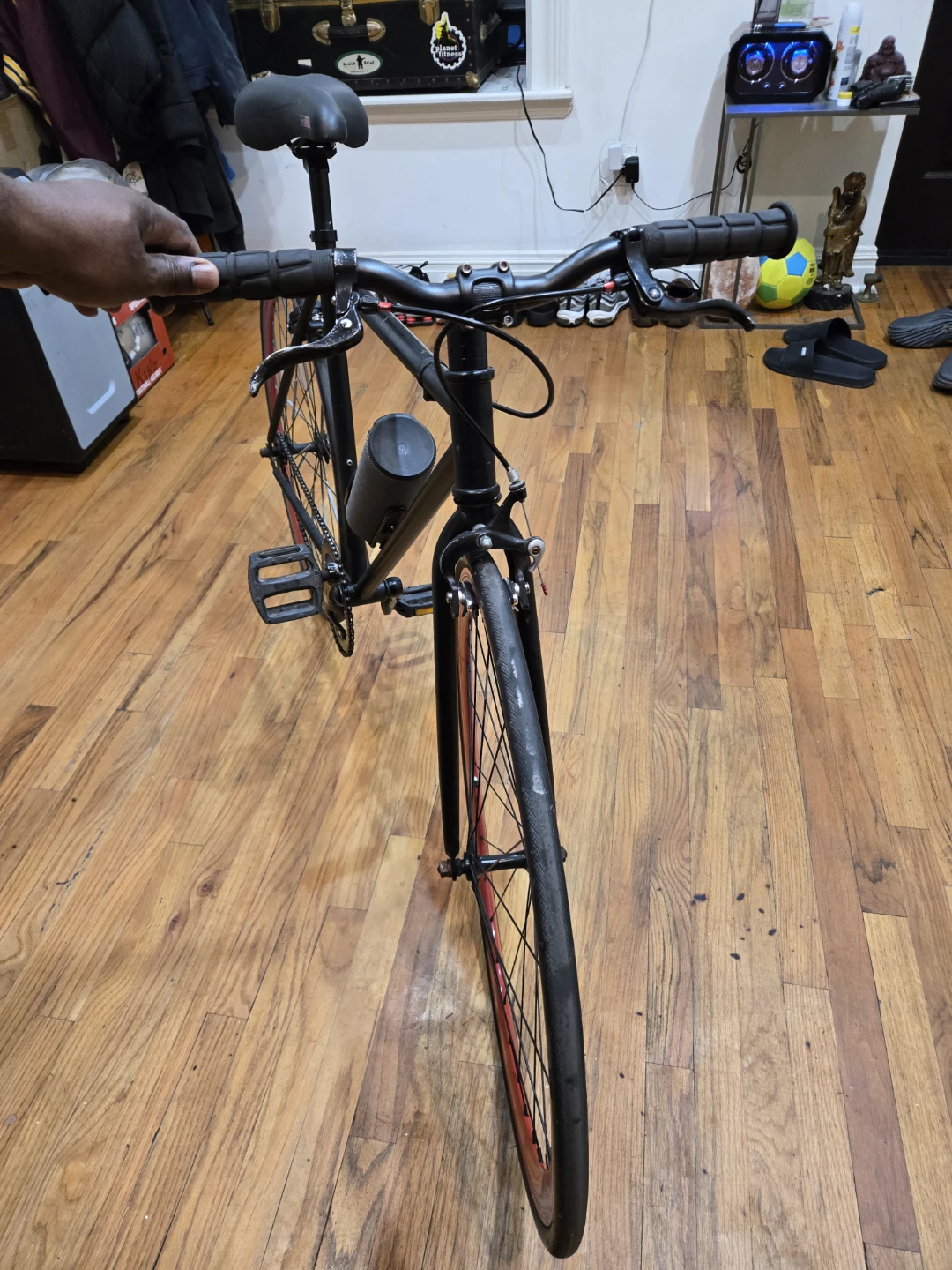 Black Fixie Bike with Red Rims