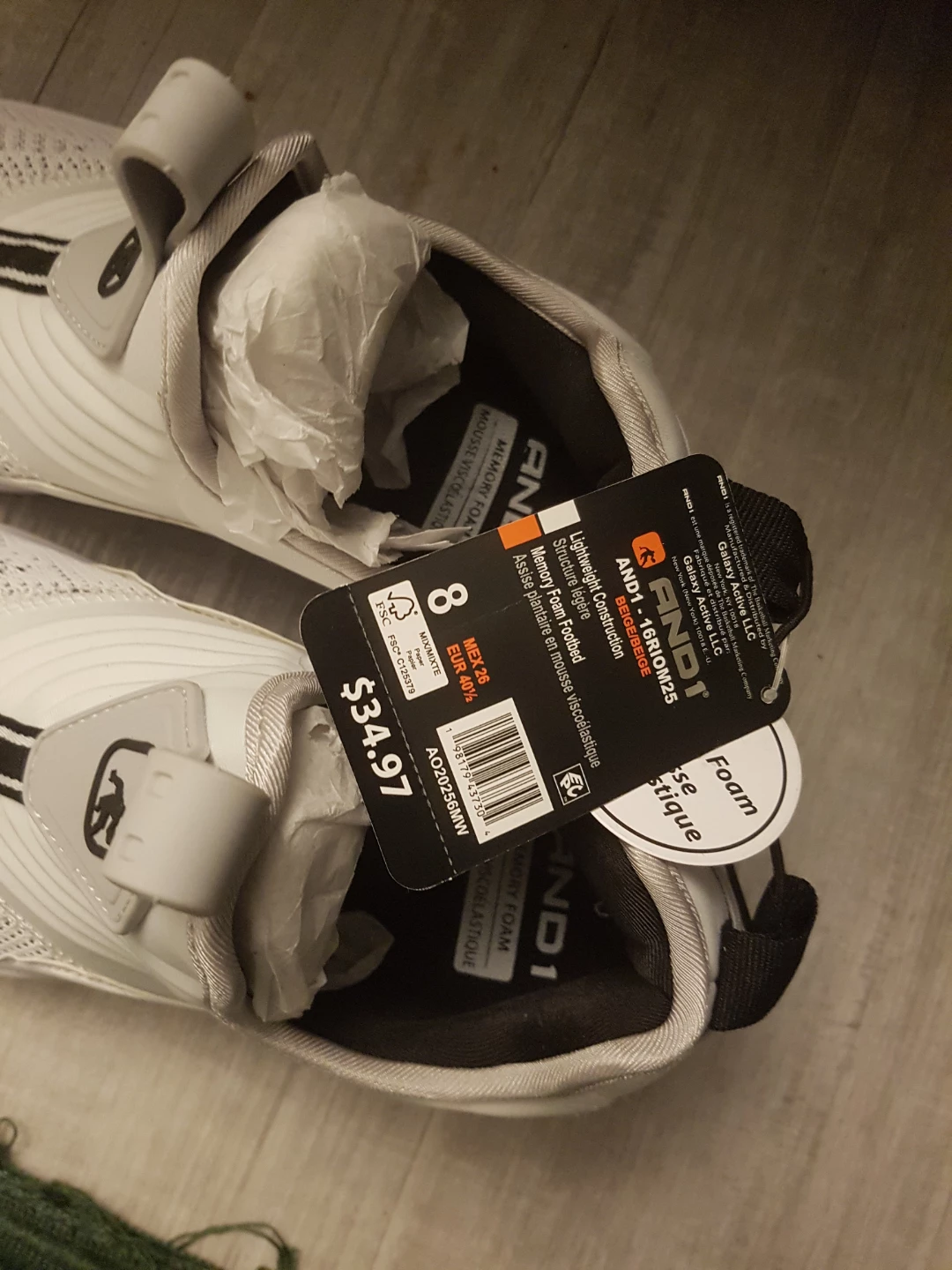 Brand new AND1 White Memory Foam Sneakers men size 8