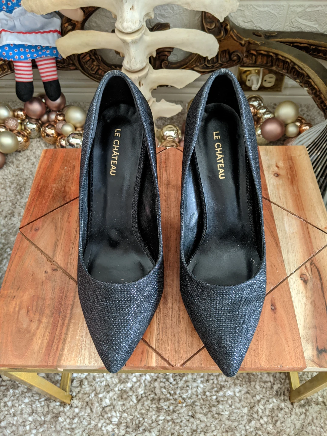 Le Château Black Glitter Heels Size 8.5 - photo 2