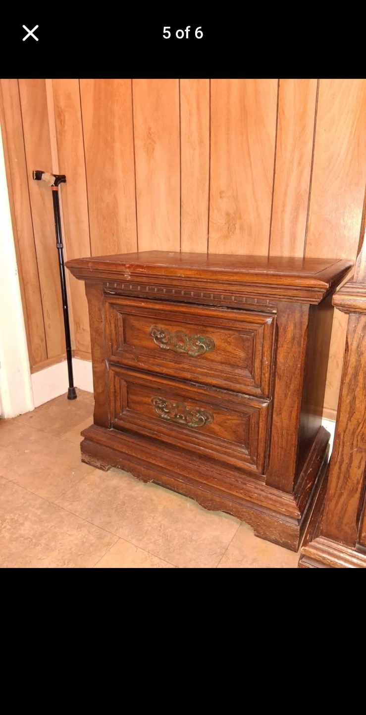 Vintage Wooden Armoire and Nightstand Set - photo 2