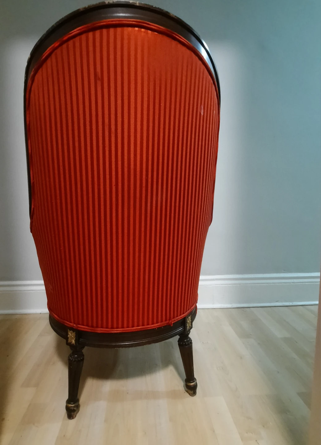 Antique Armchair - Red Striped Velvet - photo 2