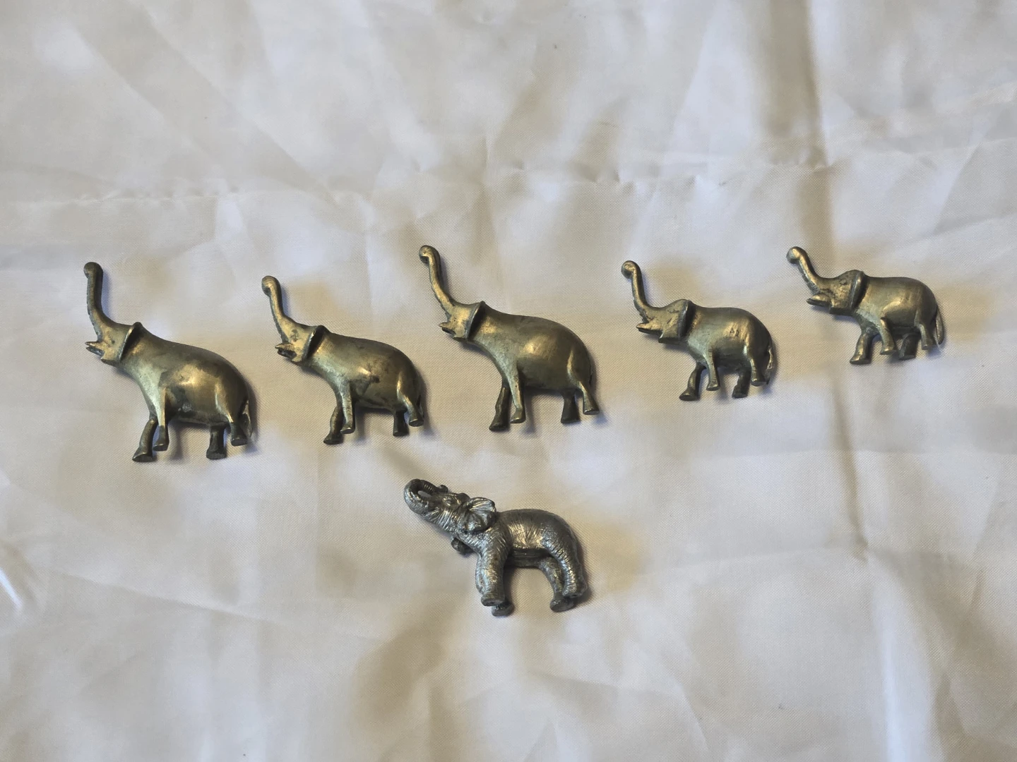 Set of 6 Metal Elephant Figurines