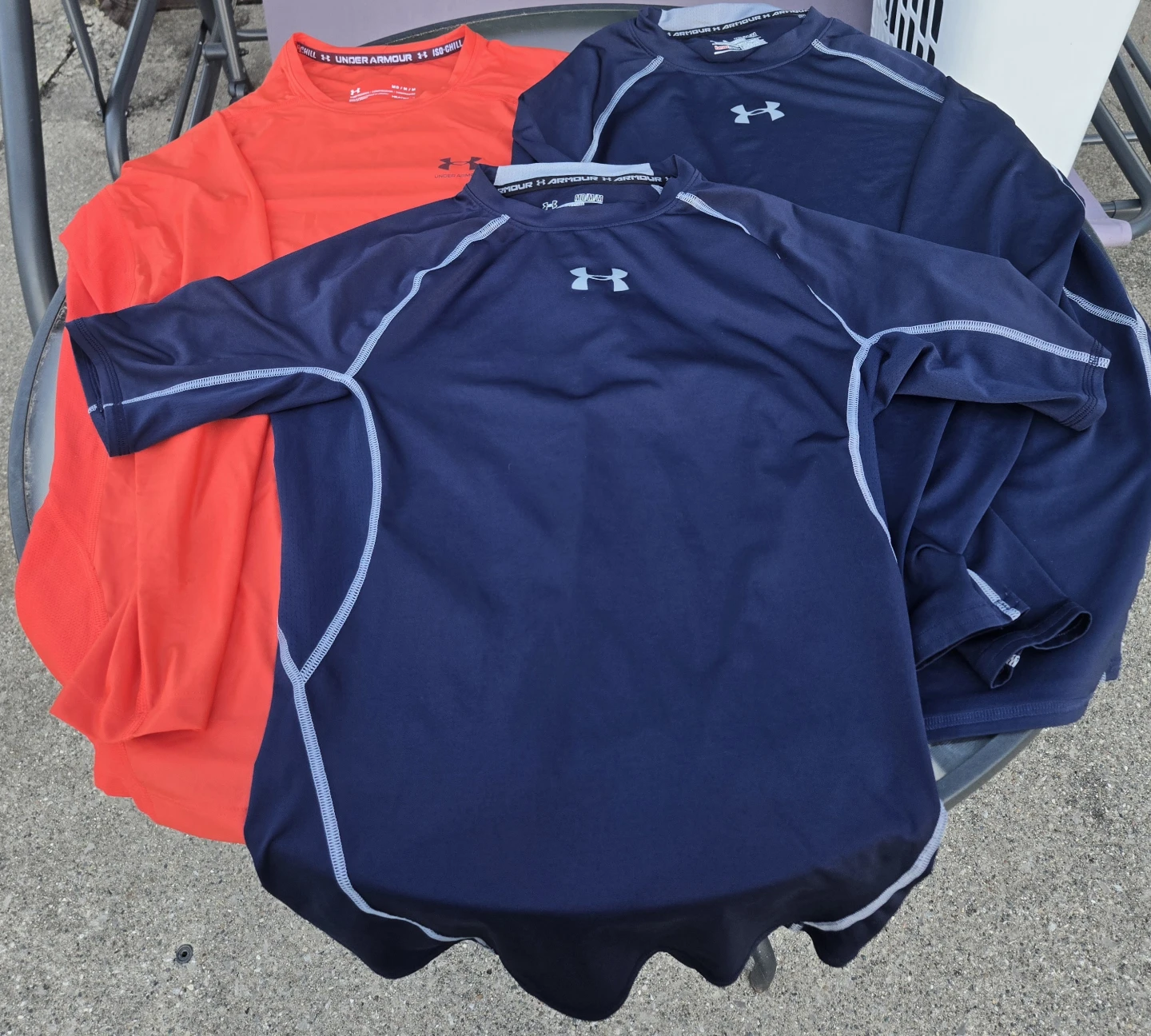 3 Under Armour Men’s HeatGear Comp. Shirts. 2 LS & 1 SS.Med.