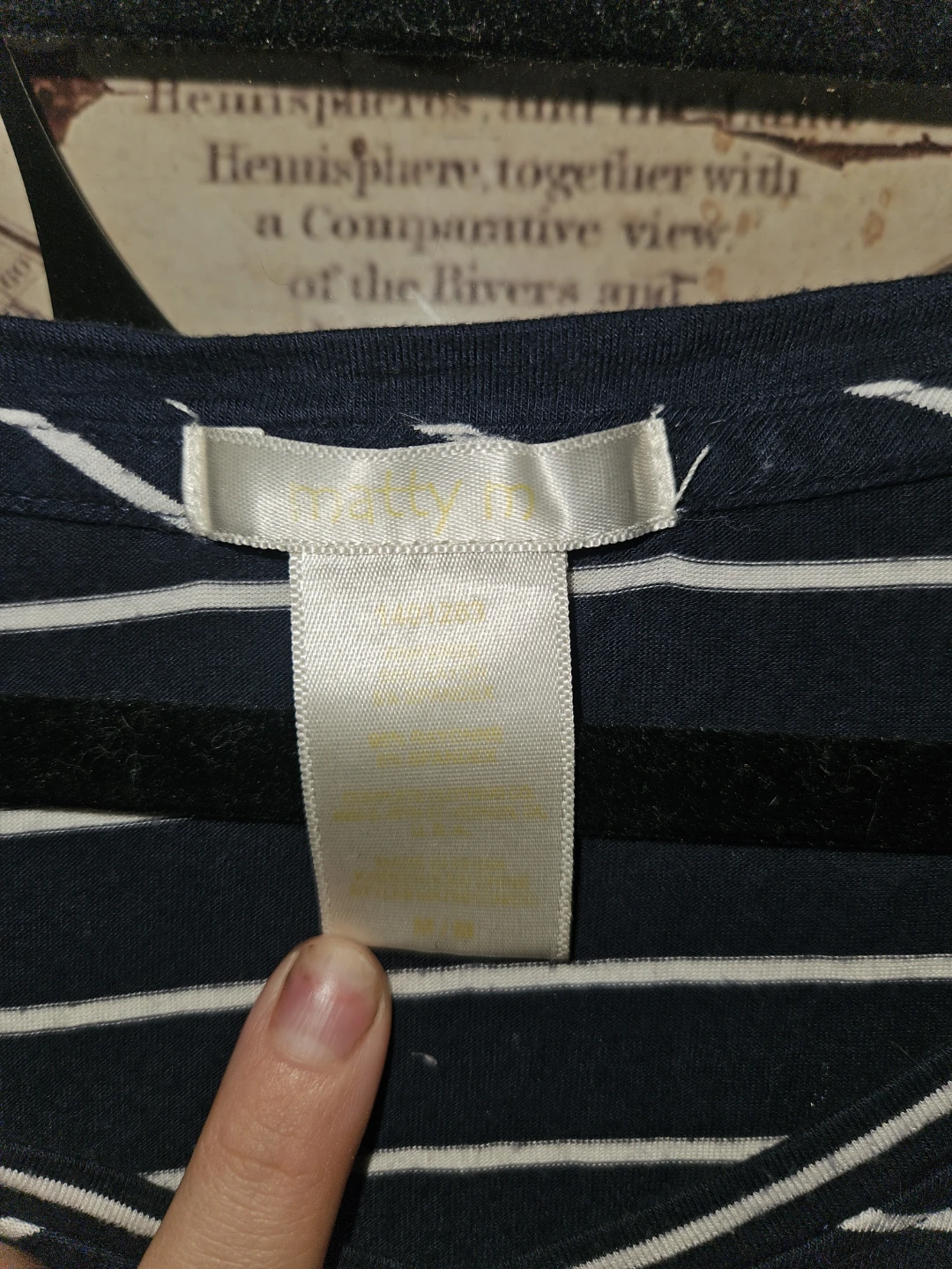 Matty M Striped V-Neck T-Shirt - Navy/White - photo 2