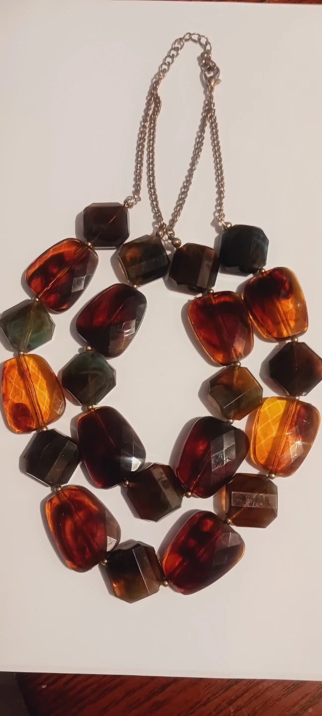 Beautiful Amber Lucite Double Strand Necklace - photo 3