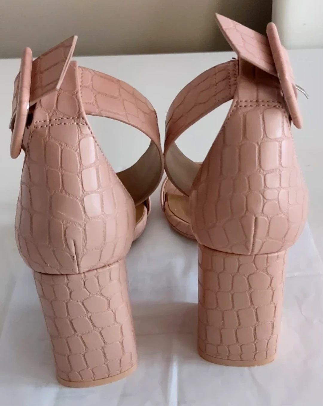 Call It Spring Pink Croc Embossed Block Heels Size 7 - photo 4