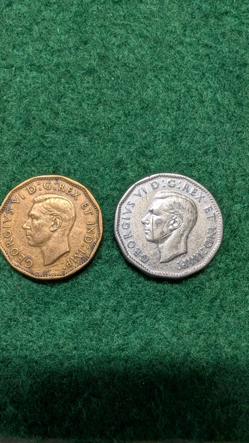 1943 & 1945 Canadian 5 Cent Coins
