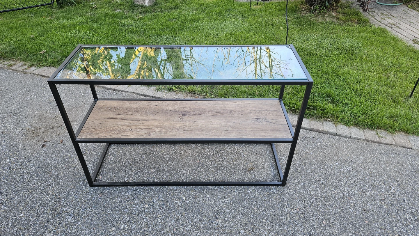 Glass and Wood Console Table - photo 2